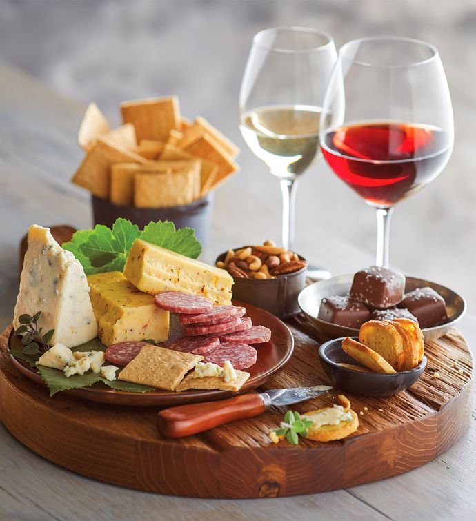 Artisan Appetizers Tray with Wine